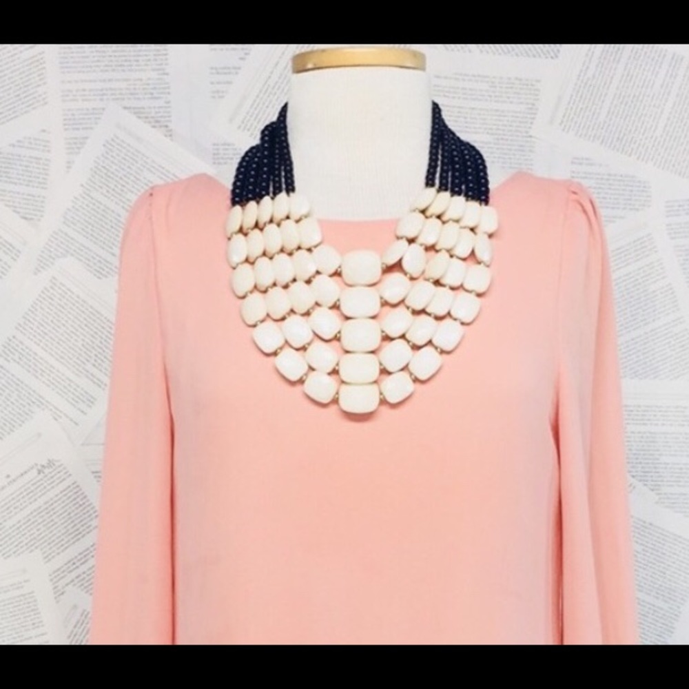 Navy cream statement necklace.